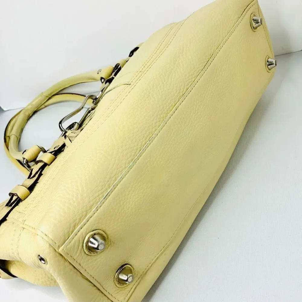 Coach F13084 Hampton Leather Braided Satchel Handbag Bag, Beige Cream